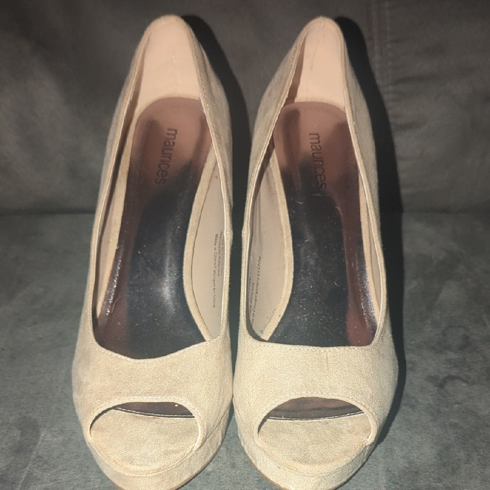 Maurices Tan Peep Toe Heels Elegant Design